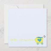 Gele babybuggy baby shower kaart (Achterkant)