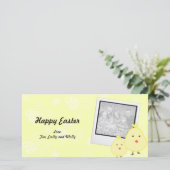 Gele babykuiken Pasen-foto-kaarten Feestdagenkaart (Staand voorkant)