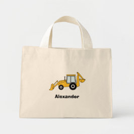 Gele Backhoe met Loader gepersonaliseerd Mini Tote Bag