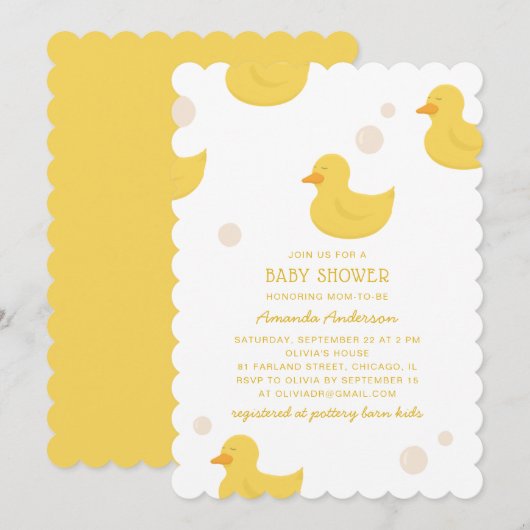 Gele badeend. Speelgoed baby shower Kaart (Voorkant / Achterkant)