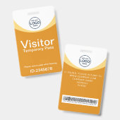 gele badge met barcode voor bezoekerspas ID voor b (Voor- en achterkant)