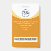 gele badge met barcode voor bezoekerspas ID voor b (Achterkant)