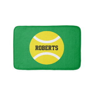 Gele badmat met tennisbal en eigen naam