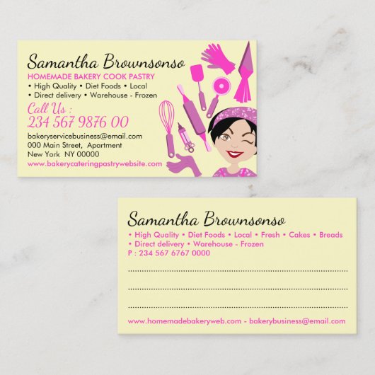 Gele bakkerij bakkerij bakkerij bakkerij bakkerijk visitekaartje (Voorkant / Achterkant)