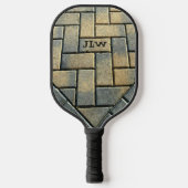 Gele baksteen en grijs patroon gepersonaliseerd pickleball paddle (Voorkant)