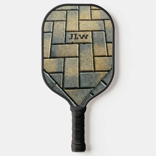 Gele baksteen en grijs patroon gepersonaliseerd pickleball paddle (Voorkant)
