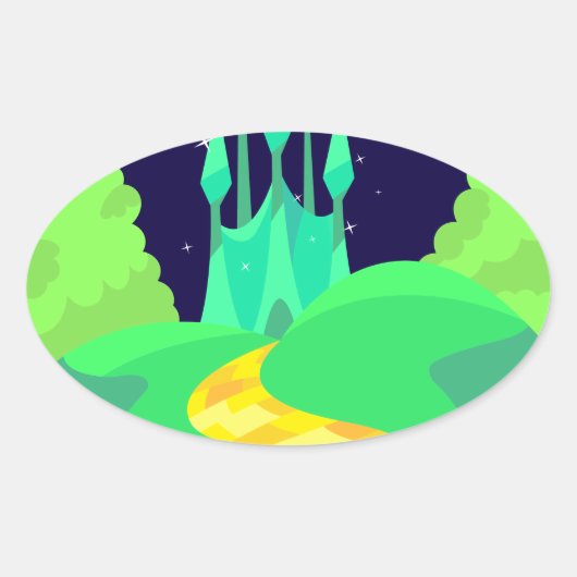 gele baksteen ovale sticker (Voorkant)