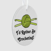 Gele bal van geel en gehaakte haken ornament (voorkant)