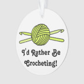 Gele bal van geel en gehaakte haken ornament (voorkant)