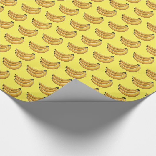 Gele Banaan Bunch van Bananen Fruit Print Cadeaupapier (Hoek)