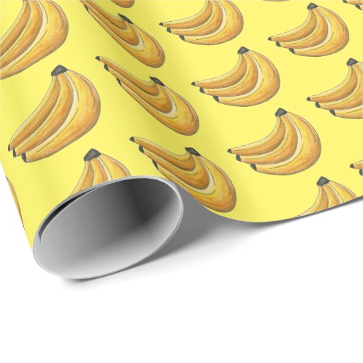 Gele Banaan Bunch van Bananen Fruit Print Cadeaupapier (Rol Hoek)