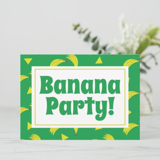 Gele banaan Confetti Yellow Party Birthday Green Kaart (Staand voorkant)