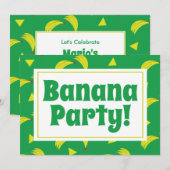 Gele banaan Confetti Yellow Party Birthday Green Kaart (Voorkant / Achterkant)