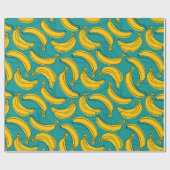 gele banaan met zwart omlijnd naadloos patroon cadeaupapier (Vlak)