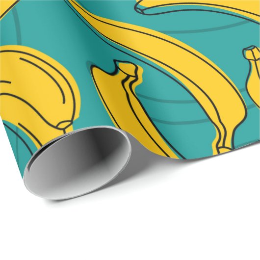 gele banaan met zwart omlijnd naadloos patroon cadeaupapier (Rol Hoek)
