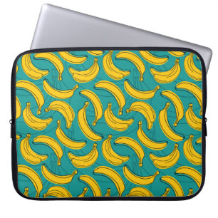 gele banaan met zwart omlijnd naadloos patroon  laptop sleeve