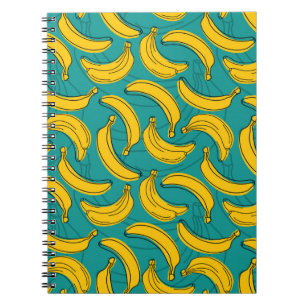 gele banaan met zwart omlijnd naadloos patroon notitieboek