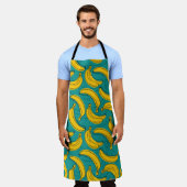 gele banaan met zwart omlijnd naadloos patroon schort (Gedragen)