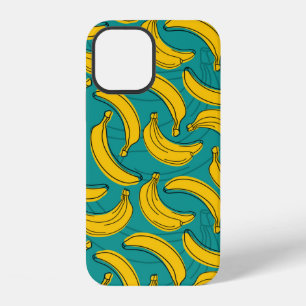 gele banaan met zwarte omtrek naadloos patroon iPhone 12 hoesje