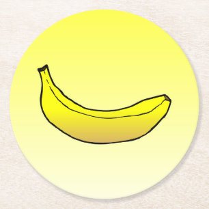 Gele banaan ronde kartonnen onderzetter
