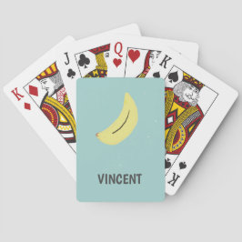 Gele banaan tekening blauw gepersonaliseerd pokerkaarten