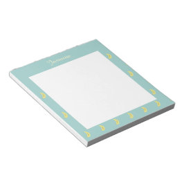 Gele banaan tekening blauw patroon gepersonaliseer notitieblok