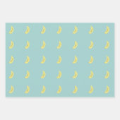Gele banaan tekening blauw patroon inpakpapier vel (Voorkant 3)