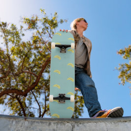 Gele banaan tekening blauw patroon persoonlijk skateboard