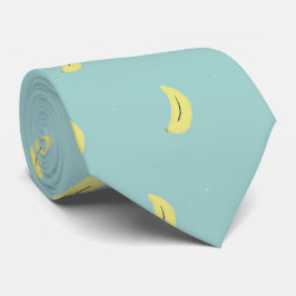 Gele banaan tekening blauw patroon stropdas