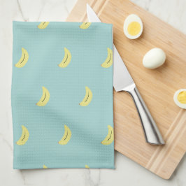 Gele banaan tekening blauw patroon theedoek