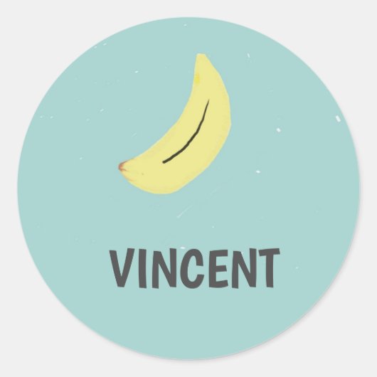 Gele banaan tekening blauwe envelop zegel (Voorkant)