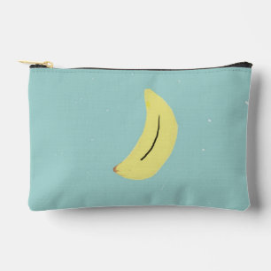 Gele banaan tekening op blauw etui
