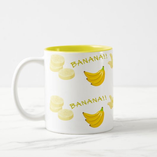 Gele banaan tweekleurige koffiemok (Links)