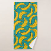 Gele banaan: zwarte omtrek  badhanddoek (Badhanddoek)