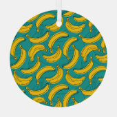 Gele banaan: zwarte omtrek glas ornament (Achterkant)