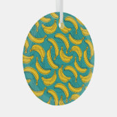 Gele banaan: zwarte omtrek glas ornament (Voorkant Rechts)