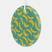 Gele banaan: zwarte omtrek glas ornament (Voorkant links)
