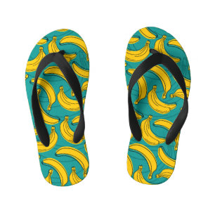 Gele banaan: zwarte omtrek  kinder teenslippers