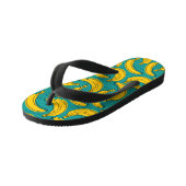 Gele banaan: zwarte omtrek kinder teenslippers (Schuin)