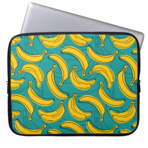 Gele banaan: zwarte omtrek laptop sleeve