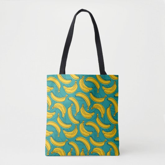 Gele banaan: zwarte omtrek  tote bag (Voorkant)