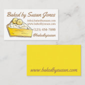 Gele banaancrème gebakken met dessert visitekaartje (Voorkant / Achterkant)