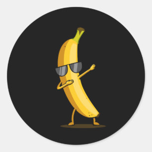 Gele Banana Dab Funny Dansende Fruit Ronde Sticker