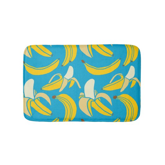 Gele bananen, blauw achtergrondpatroon badmat (Voorkant)
