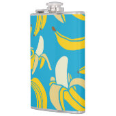 Gele bananen, blauw achtergrondpatroon heupfles (Links)