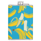 Gele bananen, blauw achtergrondpatroon heupfles (Achterkant)