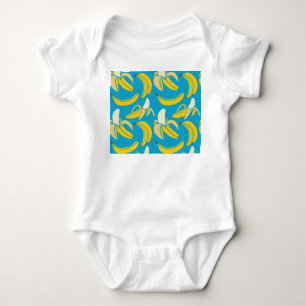 Gele bananen, blauw achtergrondpatroon romper