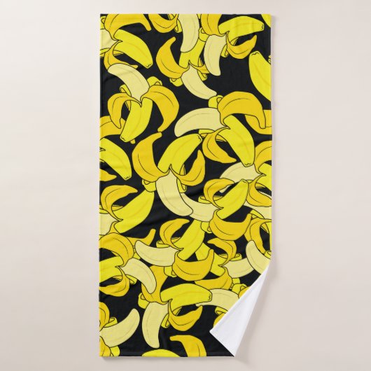  gele bananen: zwarte achtergrond badhanddoek (Badhanddoek)