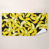  gele bananen: zwarte achtergrond badhanddoek (Badhanddoek)