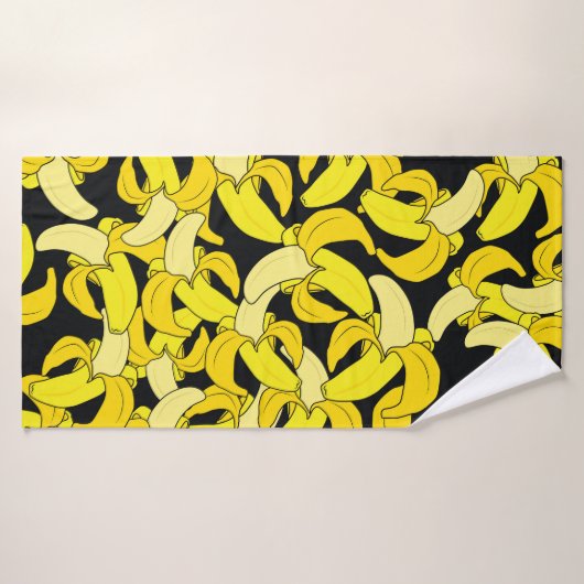  gele bananen: zwarte achtergrond badhanddoek (Badhanddoek)
